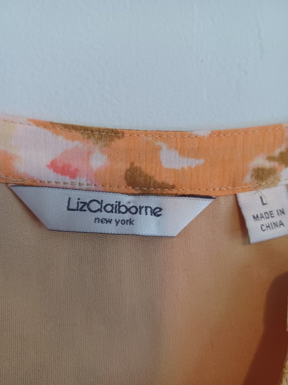 Liz Claiborne Women's Multi Color Peasant Blouse Top size L - Picture 6 of 8